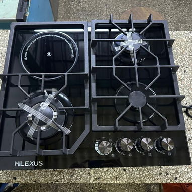 Cocina Empotrada Milexus 4 hornillas (3 gas + 1 Infrarojo 1200 w) vidrio templado negro Precio $ 250 USD transporte incl - Img 120681918