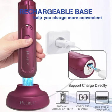 Juego profesional de taladro eléctrico para uñas – Recargable por USB (Morado) - 2/5