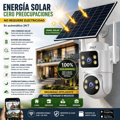 Cámara Solar inteligente 2 lentes 10mpx - 2/8