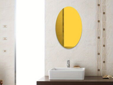 Espejo dorado acrílico autoadhesivo ovalado (no se rompe ni hay q hacer hueco en la pared) - Img 62772157