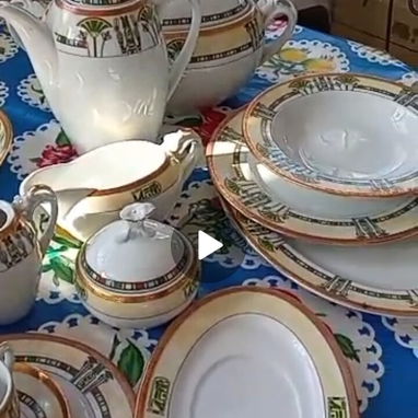 Juego de vajilla antiguo de porcelana fina de Bohemia - Img 123538975