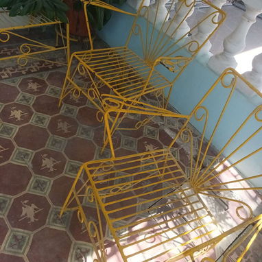 Juego de muebles para terraza ó portal, de 5 plazas, de hierro. Mesa, sofá y dos sillas - 4/4