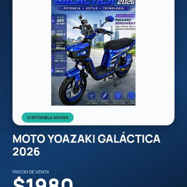 Moto Yoazaki Galáctica 2026  Moto Eléctrica Leiliang 2026 Batería de Litio - 2/2