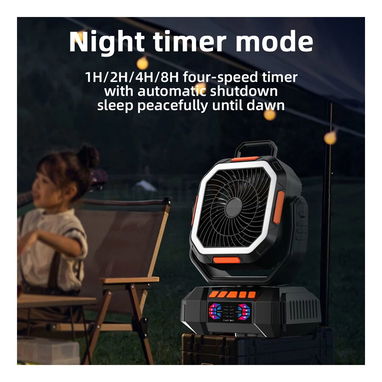Ventilador portátil recargable F22 luz LED y control remoto 40000mAh, hasta 128 horas - Img 105954032