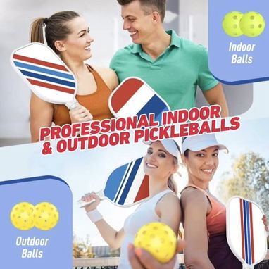 Juego de 4 Paletas de Pickleball aprobadas por USAPA, de madera, duradera, con 4 bolas (2 para interiores y 2 para exter - 5/7