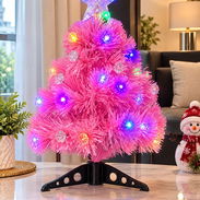 👑Árbol d navidad rosado con adornos incluído, luces incorporadas - Img 58173329