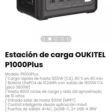 Estación de carga OUKITEL P1000Plus. Entrada solar de hasta 500W (MPPT) - Img 116789950