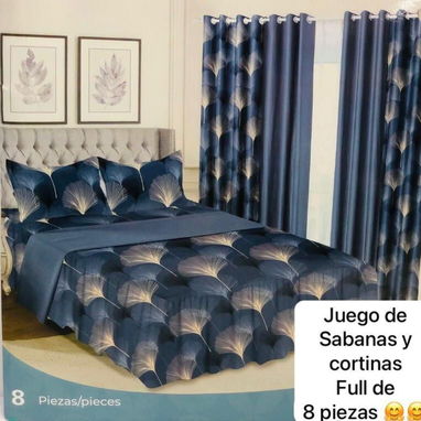 👑Juego d sábana y cortinas full d 8piezas (UH) - 3/3