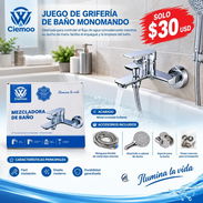 Juego de Grifería de Baño Monomando con Ducha de Mano Ciemoo - Img 58155551
