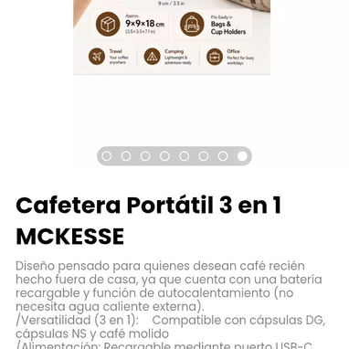Cafetera Portátil 3 en 1 MCKESSE. Incluye: cable de carga, cuchara y manual - Img 124355462