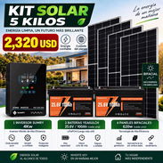🌞KIT SOLAR 5 KILOS: - 1 Inversor Sumry 4000watts - ⁠2 Baterías 25.6V/100Amperes - ⁠4 Paneles Bifaciales 620w 💸:2320 US - Img 58148180