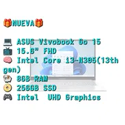 LAPTOP 🎁NUEVA🎁📦CAJA, ASUS Vivobook Go 15 (E1504GA-WS35), 15.6" FHD, Intel Core i3-N305(13th gen), 8GB RAM, 256GB SSD - Img 55798505