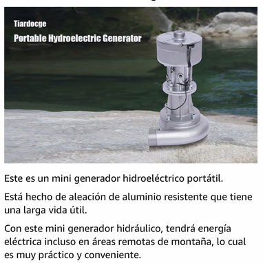 KIT SOLAR - MINI HIDROELÉCTRICA PORTÁTIL PARA USO EN SU HOGAR 0.5gal/s - HIDROGENERADOR - ENERGÍA GRATIS - 2/6