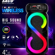 Bocina SACO con luces, micrófono, USB, radio y conexión bluetooth - Img 57210715