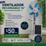 Ventilador recargable con panel solar y 2 bombillas LED - Img 55641493
