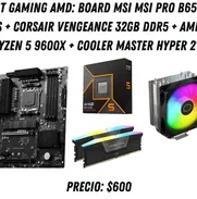 🖥️ Kit Gaming AMD DDR5 Con Ryzen 5 9600X + Board B650-S + RAM 32GB RGB + Cooler Master Hyper 212 💨 Envío Gratis - Img 50253360
