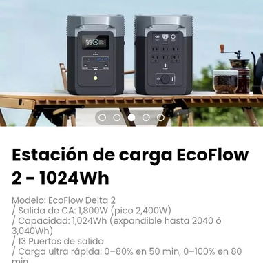 Estación de carga EcoFlow Delta 2 - 1024Wh. Carga ultra rápida: 0–80% en 50 min, 0–100% en 80 min - Img 116508781