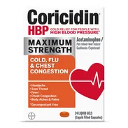Coricidin HBP, Alivio de Síntomas de Resfriado Sin Descongestionante para Personas con Presión Arterial Alta, Fuerza Máx - Img 54924321