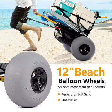 Carro de pesca de playa plegable naranja Bonnlo Ruedas de globo de 12 pulgadas Marco de aluminio - Img 124715156
