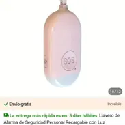 Llavero de alarma de seguridad recargable con luz - Img 54150020