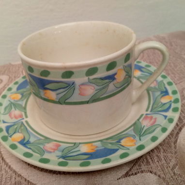 JUEGO de 6 TAZAS GRANDES DE CAFÉ CON LECHE CON PLATOS DE PORCELANA FINA - 4/4