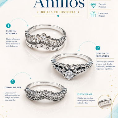 Anillos !!!REBAJA¡¡¡ antes 25, ahora 20. copia 1x1 Pandora plata 925 - 3/6