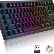♻️ TECURS TECLADO GAMING FULL MECÁNICO RGB PROGRAMABLE/INALÁMBRICO/BLUETOOTH/CABLE TIPO C DESMONTABLE/STWICHES ROJOS.OKM - Img 45649342