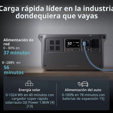 DJI Power 1000 V2 Estación de Energía Portátil 1024Wh LFP, 260OW, Carga Rápida, UPS y USB-C 140W 639.99USD 710.00USD Aho - 3/6