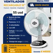 ventilador recargable de 12 pulgadas EKO con envío gratis. yoafadia 💯 - Img 55878437