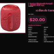 Bocina Portátil 1HORA BOC243 Roja Bluetooth 5.3 2000mAh, Bocina 1HORA BOC243 Con USB Y Radio Roja Bluetooth 5.3 2000mAh - Img 57319734