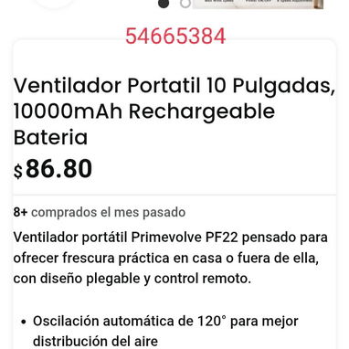 Ventilador recargable de pedestal  10000 mAh - 2/2