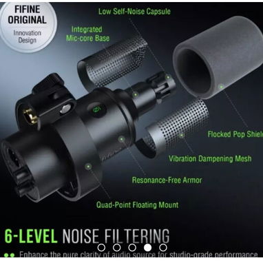 Micrófono brazo ajustable - FIFINE- Compatible con PC, laptops, interfaces de audio y mezcladores-nuevo - Img 115608097