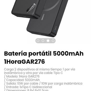 Batería portátil 5000mAh 1HoraGAR276. Modelo: 1Hora GAR276 - Img 121332466