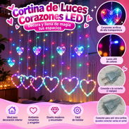 Cortina de luces LED con adornos de corazón Medida: 3 x 1 metro Colores disponibles 💛Amarillo 🌈Multicolor 7500 cup - Img 57796073