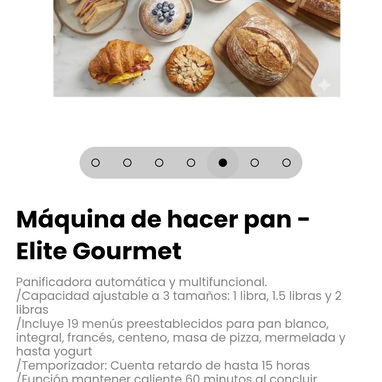 Máquina de hacer pan - Elite Gourmet. Panificadora automática y multifuncional. - 5/7