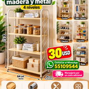 ESTANTE DE MADERA Y METAL DE 4 NIVELES NUEVOS EN CAJA!! - Img 56385146