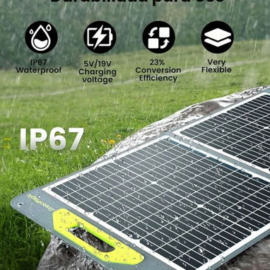 Panel solar portátil MarcaGreenmagic precio: 300USD  MaterialSilicio monocristalino Dimensiones del producto30"l. x 3"an - 4/6