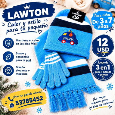 SET DE BUFANDA,GUANTES Y GORRO PARA NIÑO DE 3-7AÑOS Precio 12 USD - 2/5