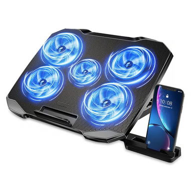 Base Enfriamiento para Laptop 5 VENTILADORES con Iluminación | Soporte Ergonómico - Img 122533159
