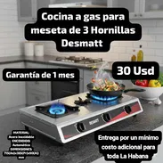 Cocina a gas para meseta de 3 Hornillas Desmatt, Garantía de 1 mes, Entrega por un mínimo costo adicional para toda La H - Img 55376220