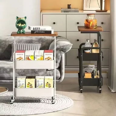 Carrito Estante organizador multifuncional de 3 niveles con ruedas 🔰 🤍🖤 ✨ Medidas: 80 x 30 x 43 cm ($33) - 5/6