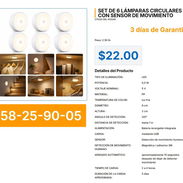 SET DE 6 LÁMPARAS CIRCULARES CON SENSOR DE MOVIMIENTO . - Img 57237546