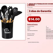 JUEGO DE UTENSILIOS DE COCINA DE 12 PIEZAS NEGROS . - Img 57102518