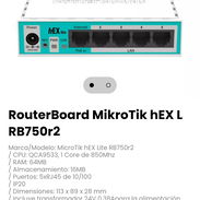 RouterBoard MikroTik hEX L RB750r2. Incluye transformador 24V 0.38Apara la alimentación - Img 57399484