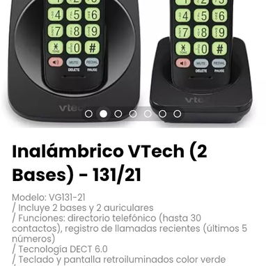 Inalámbrico VTech (2 Bases) - 131/21. Modelo: VG131-21 - 2/3