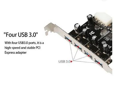 Tarjeta PCI de 4 USB 3.0 nuevas, incluye cable de alimentacion ---- 54268875 -- Tengo mensajeria - Img 66729330