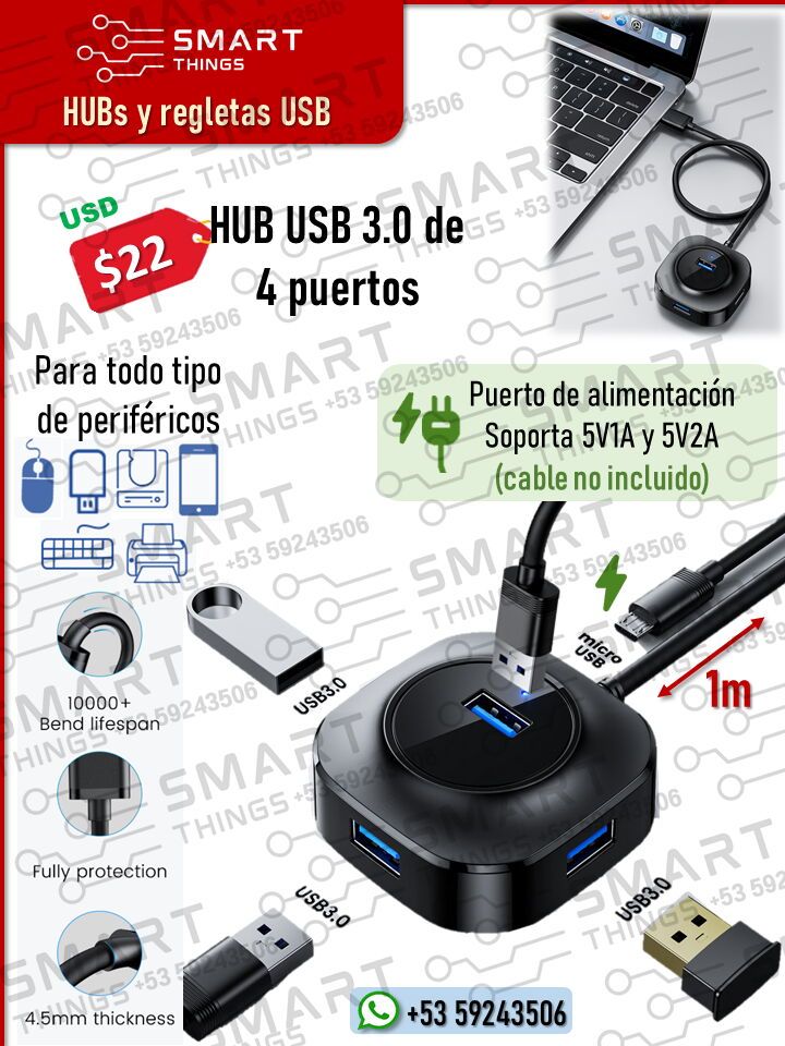 Regleta USB 3.0 de 4 puertos !!!nueva!!! en La Lisa, La Habana, Cuba -  Revolico