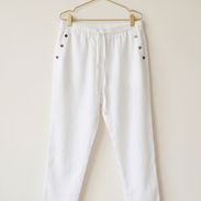 Pantalón de Hilo Blanco Fresco - Cintura Elástica con Cordón (Nuevo) - Img 56206874