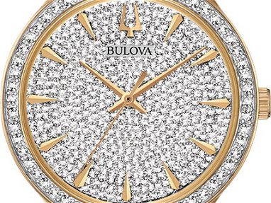 Bulova Crystal Pavé,(98A229) cubierto con 636 cristales, en un maravilloso tono oro 18 - Img 68087700