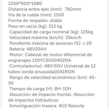 Triciclo eléctrico de paseo de 3 plazas de batería de gel de ácido 48 vol- 20 amp autonomía de 70 x 80 km /carga - Img 124357261